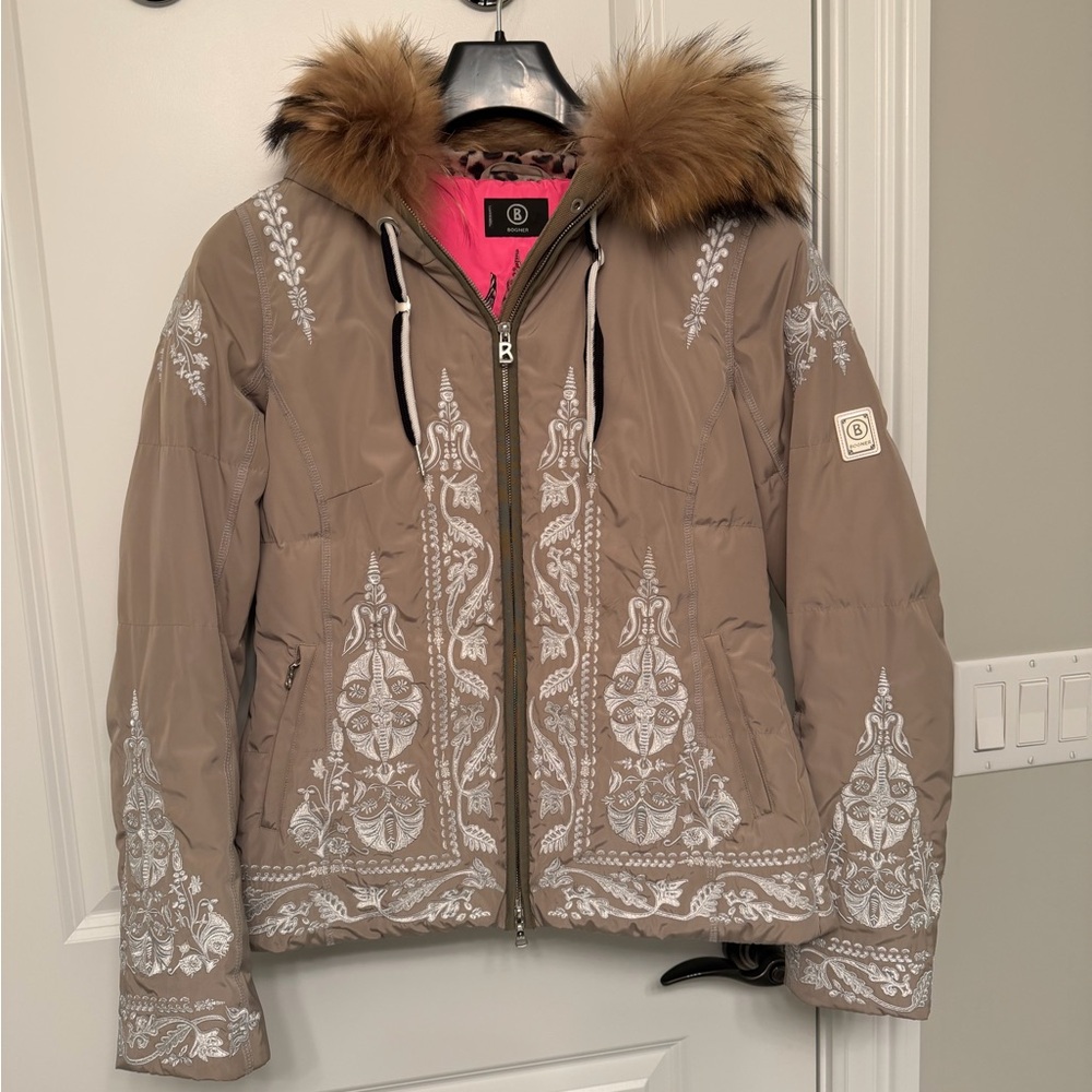 Bogner Tan Ski Jacket with Real Fur Hood